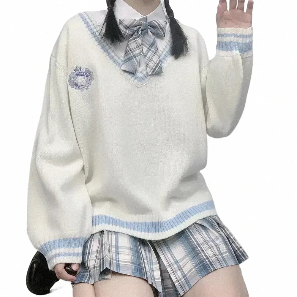 Uniform Skirt Pullover Sweet Schoolgirl Sweater: Korean Japanese