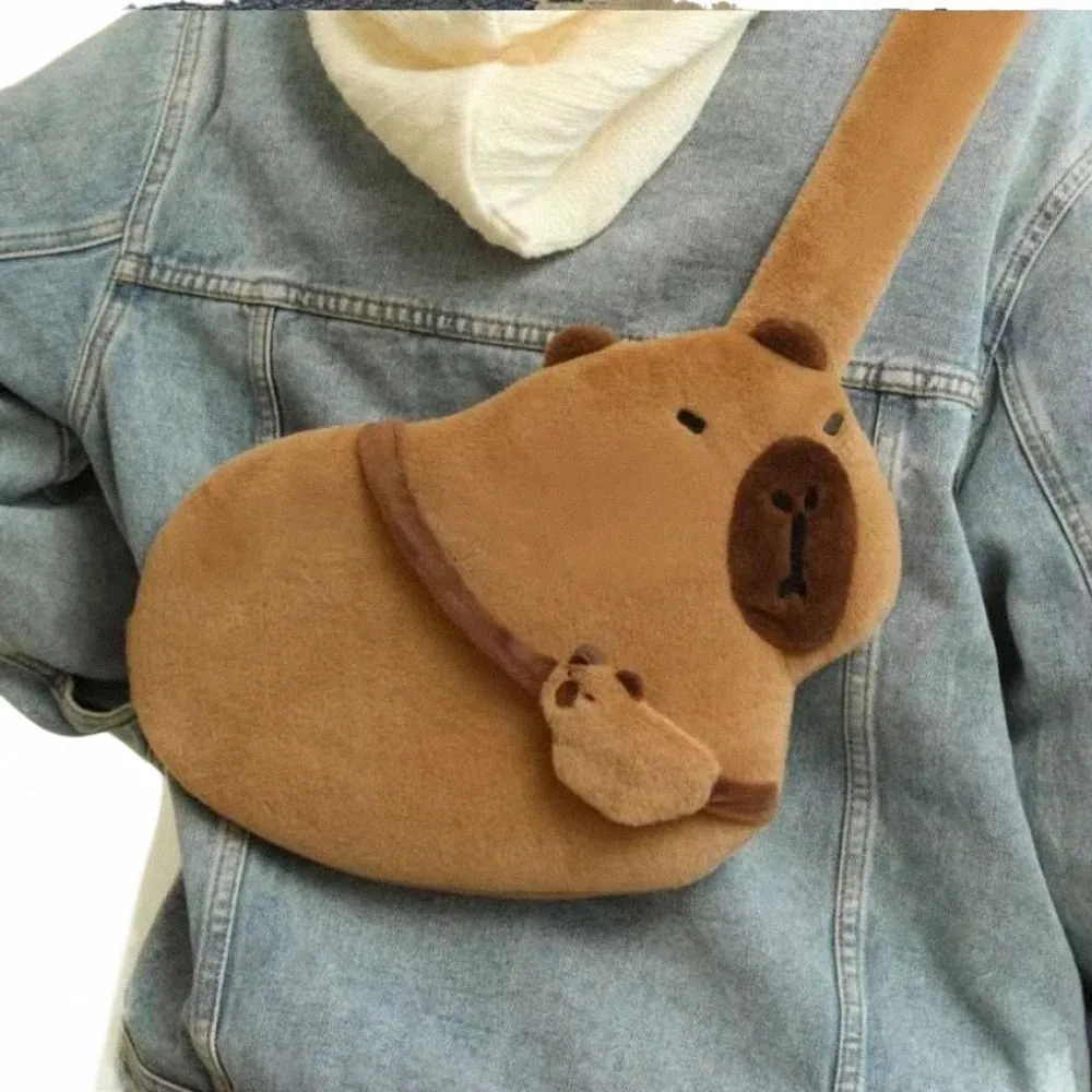 سعة كبيرة Capybara crossbody bag Kawaii Plush Doll Soft Carto Bag Plush Toys Toys Guinea Pig Chest Bag Kids J4vo#