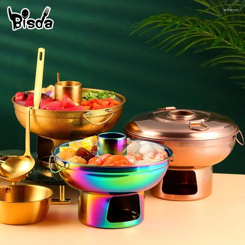 Juegos de utensilios de cocina, olla pequeña de carbón de acero inoxidable dorado, cocina de Picnic portátil, ollas de hielo seco, colador de sopa, accesorios de cocina