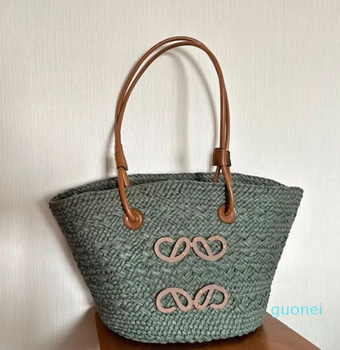 Designer -Women's Straw Woven Fashion Shopping Bag Retro Style Paired with Large Handbag Classic Decoration Handbag