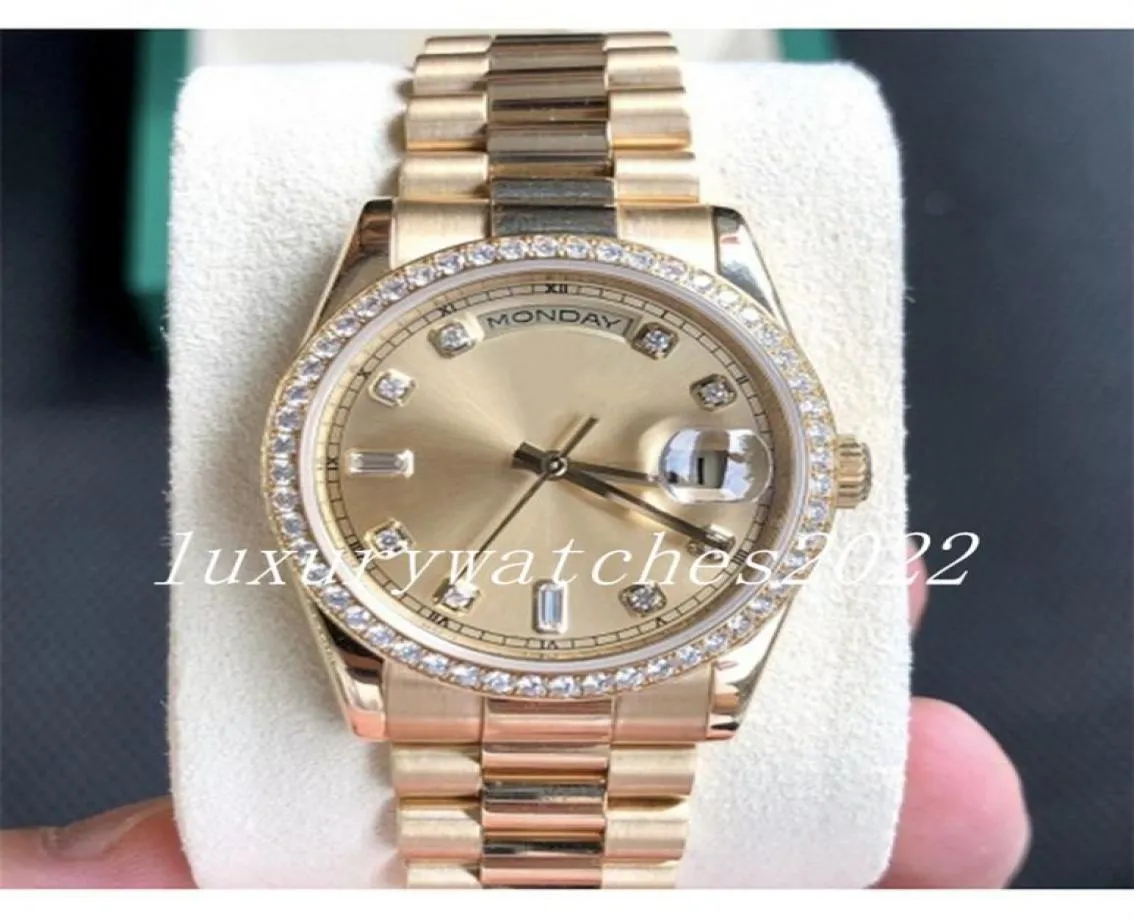 Super Quality Watch 40mm Automatisk mekanisk diamant Bezel 18K Guld rostfritt stål Middle Row Shell Drill Sapphire Glass Sport W6675386