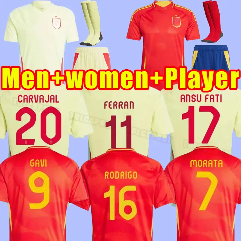 2024 spain soccer jerseyS PEDRI FERRAN TORRES MORATA GAVI football shirt ANSU FATI KOKE AZPILICUETA men and kids kits top 2025 fans player version XXXL 4XL 24 25