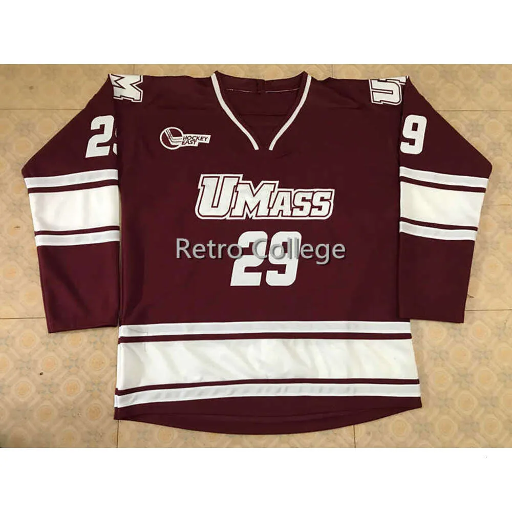 24S #29 JONATHAN QUICK UMASS MINUTEMEN Hockey Jersey Borduursel Gestikt Pas elk nummer en naam Jerseys aan