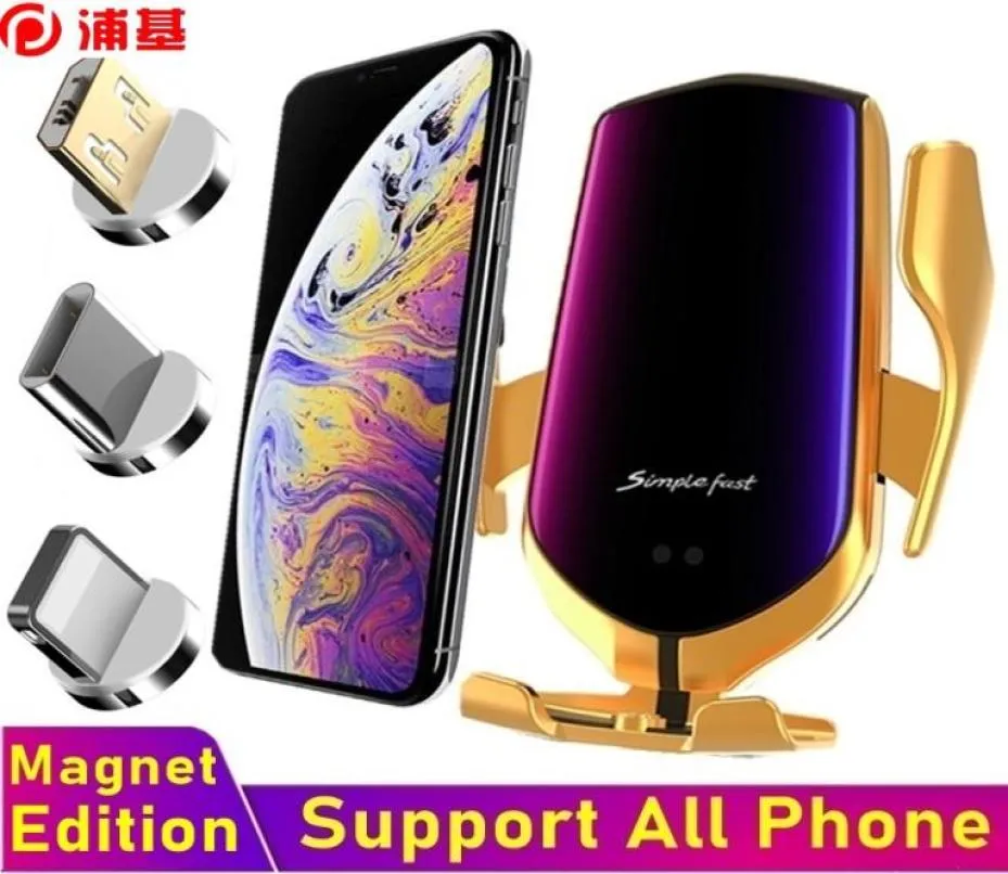 10W biltelefonhållare magnetisk laddare Auto Car Fast Wireless Charger Stand för iPhone Samsung Xiaomi All Smartphone3815293