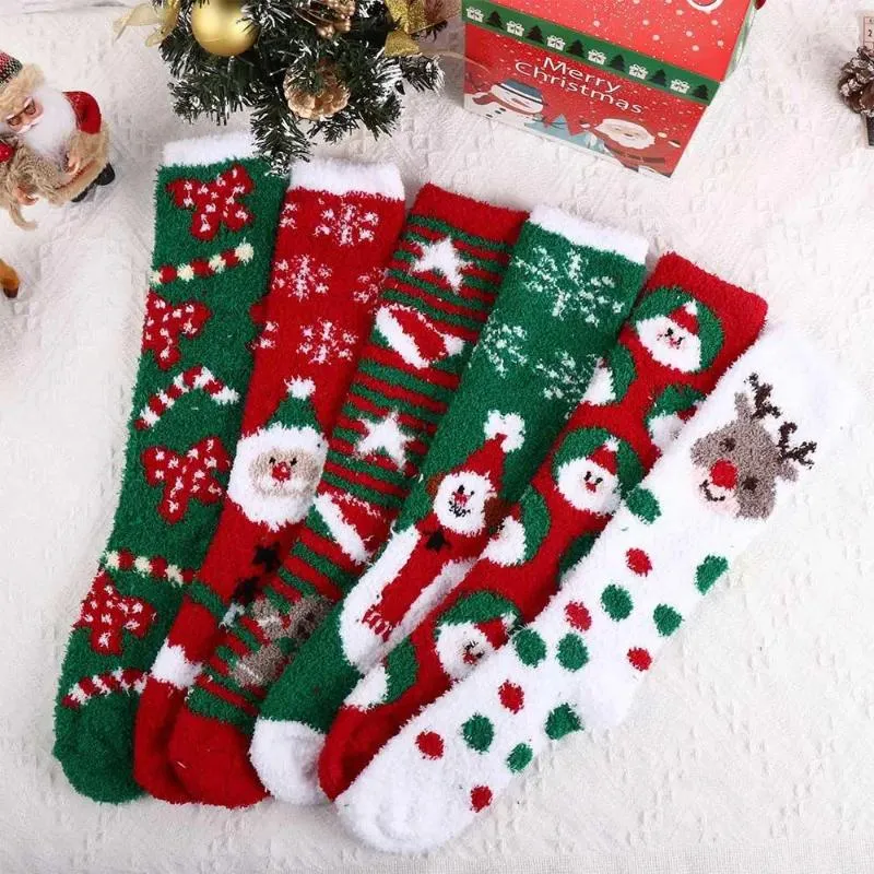 Frauen Socken Dicke Atmungsaktive Santa Claus Mode Design Lange Röhre Elch Strumpfwaren Hause Schlafen Weihnachtsstrumpf Kalb