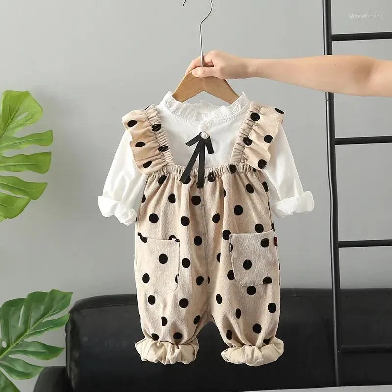 Kleidungssets Geborenes Baby Mädchen Kleidung Outfits Polka Dot Overalls Hemd 2-teiliger Anzug für Mädchen 1. Geburtstag Kinderkostüm