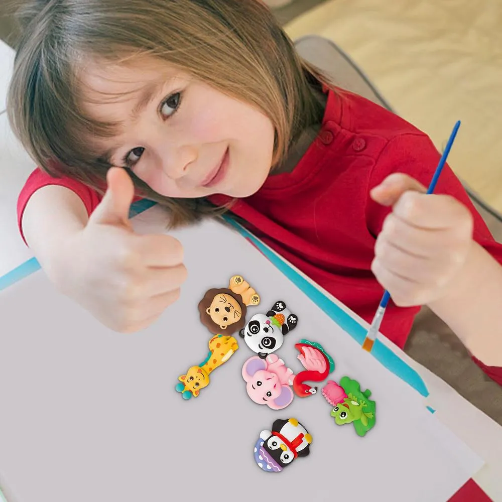 Fanelod – Kit De Figurines En Plâtre à Peindre – 8 Pièces Avec Crayons Aquarelle – Activité Créative Et Éducative – Cadeau Anniversaire Enfant