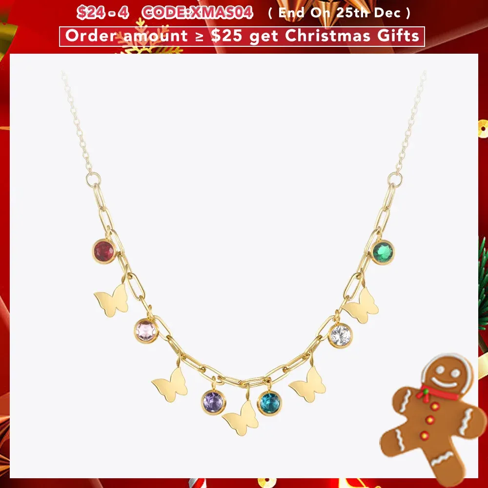 Colliers En-Fashion Collier en acier inoxydable Gold Colorful Gem Collit Pendant Colliers Fashion Bijoux Colllares Para Mujer P223285