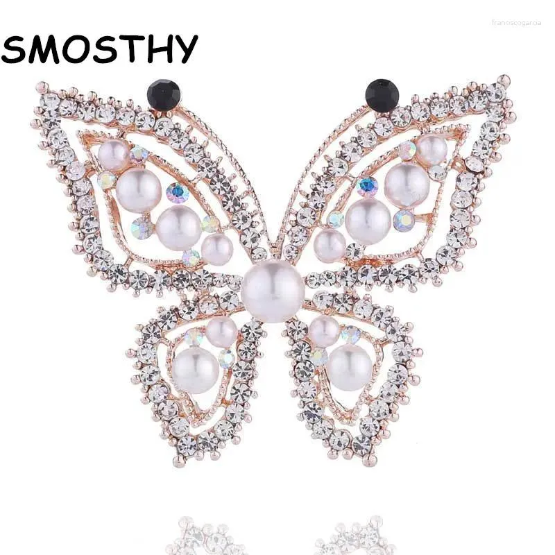 Broches 1 pièces Original mignon perle strass papillon broche créative insecte Style chapeau robe écharpe broche accessoire OAB007