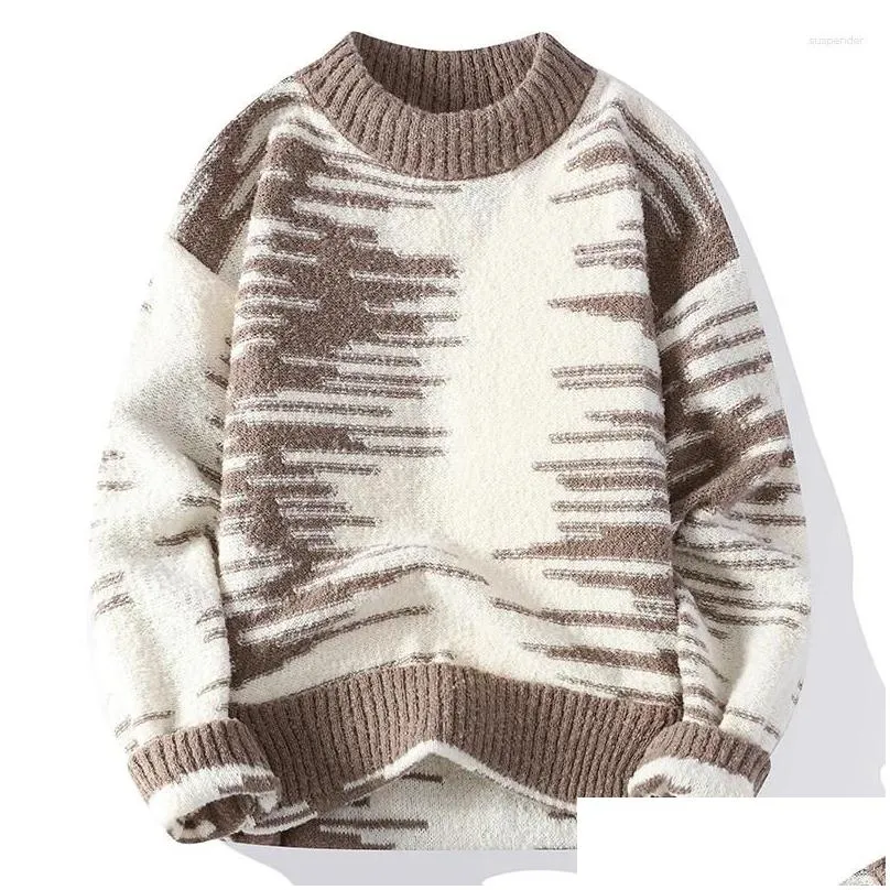 Mens Sweaters Fall Winter Korean Fashion Knitted Cashmere Sweater Leisure Plover Male Hip Hop Street Soft Warm Pl Homme Drop Delivery Dhqll