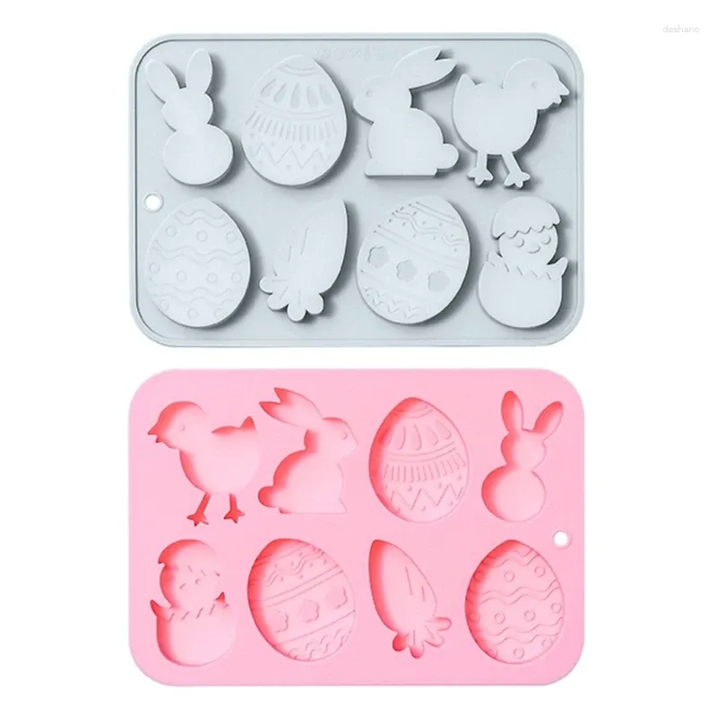 Baking Tools 8 Cavity Easter Eggs Silicone Mold Fondant Cake Holiday DIY Tool For Making Chocolate Candy Soap