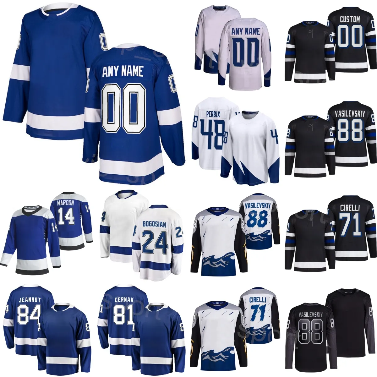 Alternativ 2024 Hockey 81 Erik Cernak Jerseys Men Kids Women 14 Pat Maroon 24 Zach Bogosian 84 Tanner Jeannot 71 Anthony Cirelli 88 Andrei Vasilevskiy 48 Nick Perbix