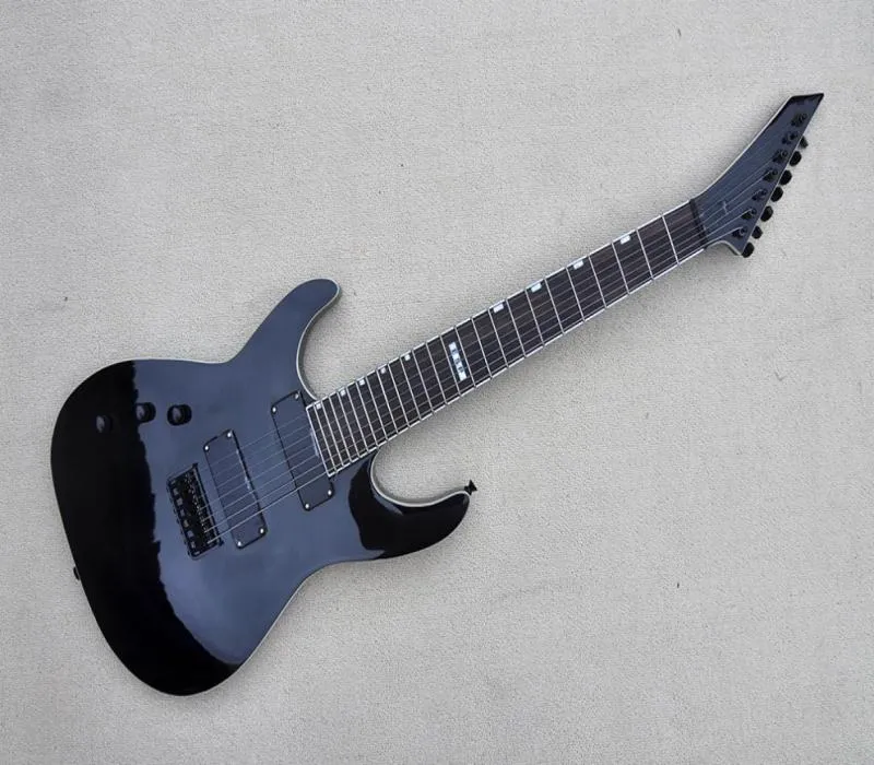 Factory Custom Left Handed Electric Guitar med 7 Strings Black Hardwareswhite BindingStrings genom bodycan anpassas1652975