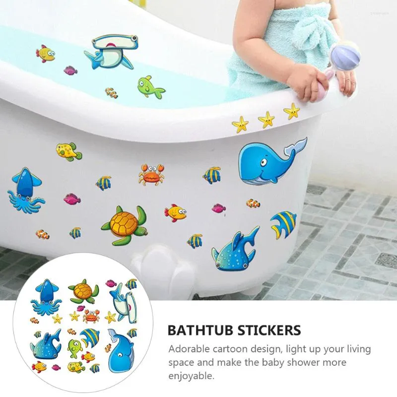 Badmattor Anti-Slip Cartoon Wall Sticker Dekorativa badkar klistermärken Icke-glidande badrumsgolv PVC-dusch