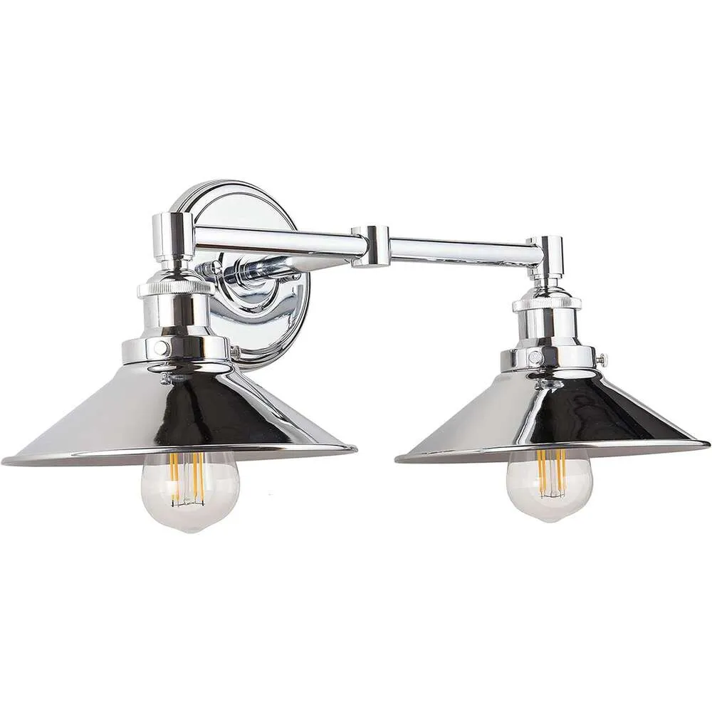 Industrial Polished Chrome Badrum Vanity Light Fixture - Farmhouse Style 3 -Light Fixture For Badrum, ovanför spegeln, Linea di Liara Andante Collection