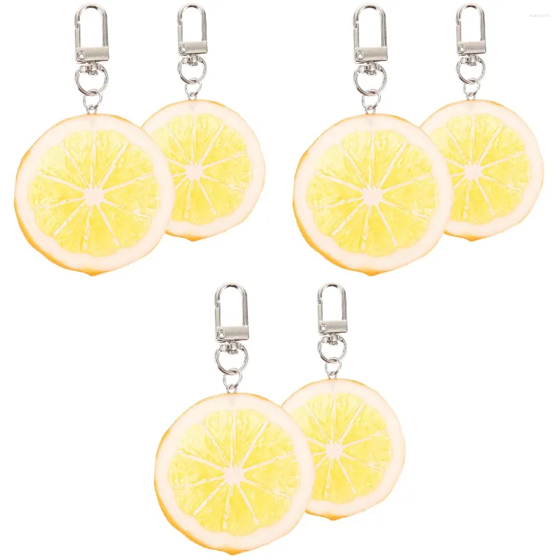 キーチェーン6 PCS小規模で新鮮なレモンキーチェーンフルーツジュエリーギフトプラスチックレモン形の吊り下げ装飾
