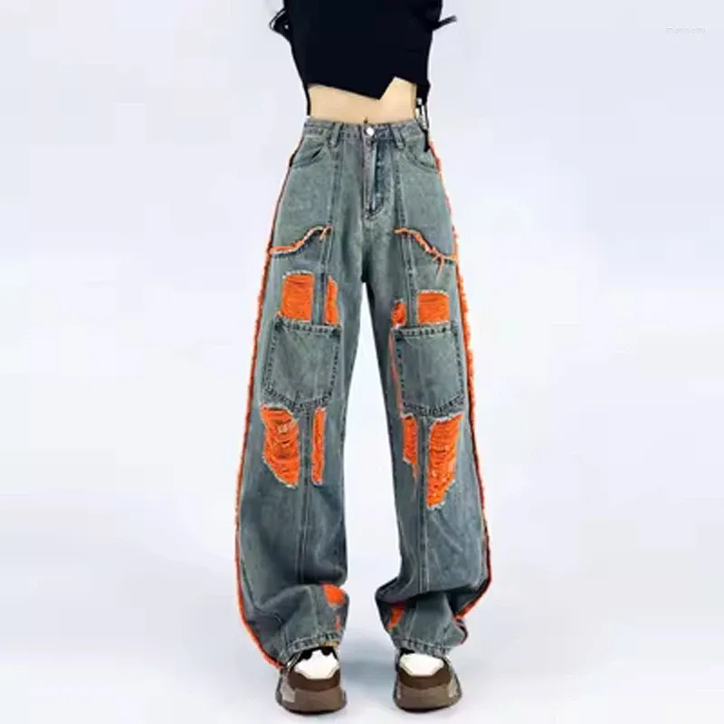 Women's Jeans Blue Korean Harajuku Y2k 90s Denim Trousers Oversize High Waist Cowboy Pants Vintage Fashion 2000s Trashy Clothes