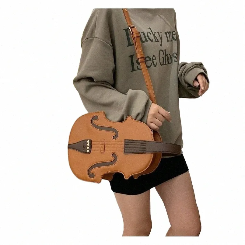 Fi Violin Shape Black Novelties Crossbody Bags Posity Women's Propack 2022 Trend New Cute Brown Gothic Chest Side Bag 15ud#