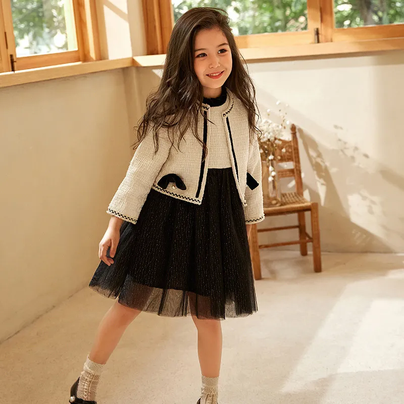 Girls new spring fashion fashion girl coat dress two-piece children's dress