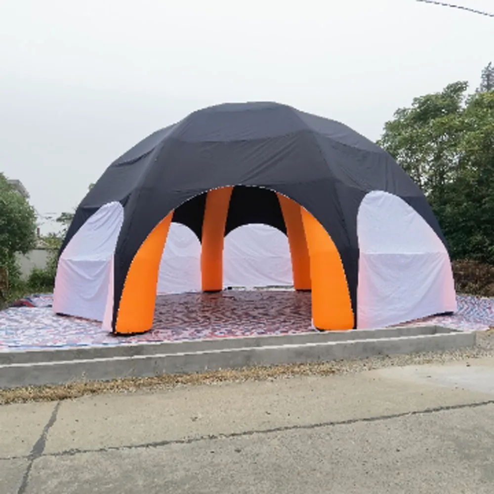 Оптовая продажа, гигантский павильон, надувная палатка-паук с полным покрытием, 1 дверь на молнии, станция для мероприятий 12 мD (40 футов), собирающая купольный шатер с 8 ножками на продажу