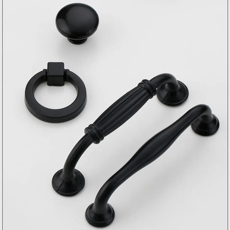 Nordic Style Simple Handles Modern Furniture Kitchen Cabinet Pulls Knobs Solid American Black Drawer Single Hole Small Handle