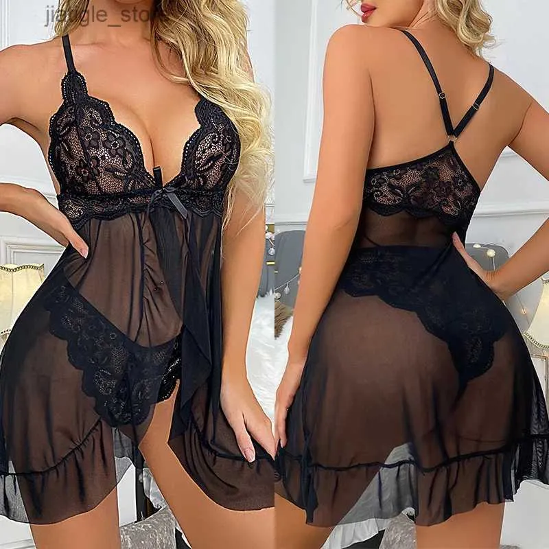 Set sexy donna erotica sonno abbigliamento sexy lingerie pigiama porno sonno abbigliamento da notte abito trasparente mutande sexy baby bambolo orsacchiotto costumi y240329