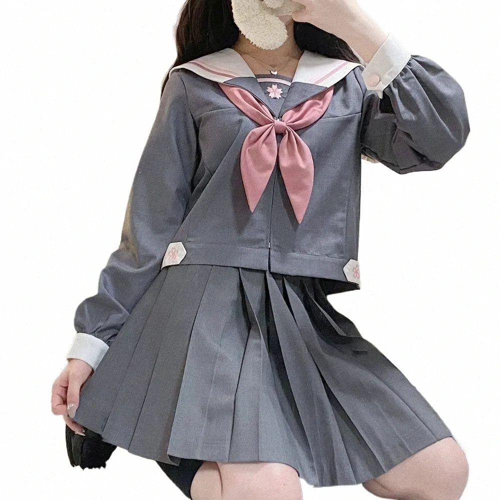 Vrouwen Sailor Outfit High School Jk Uniform Japanse Dr Student Kleding Plooirok Grijs Matrozenpakje Meisje Seifuku Koreaanse K3z7 #