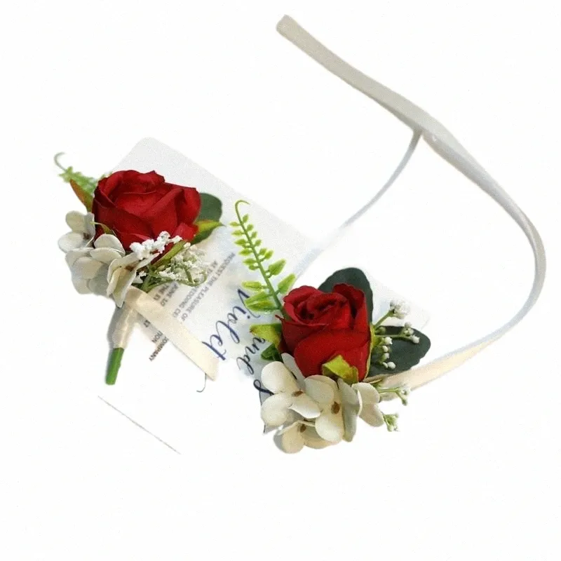 boutnieres Frs Roses artificielles Soie Ivoire Corsage Butthole Groomsmen Boutniere pour hommes Accessoires de mariage d6hy #