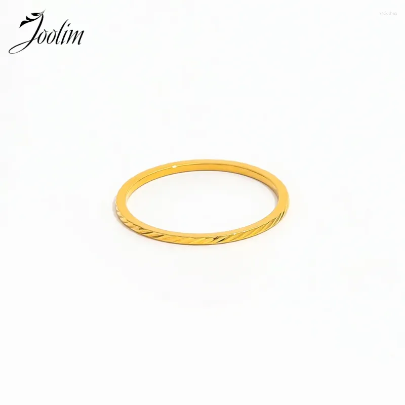 Cluster Rings Joolim High End PVD Waterproof&No Fade Fashion Delicate Fine Tire Pattern Ring For Women Stainless Steel Jewelry Wholesale