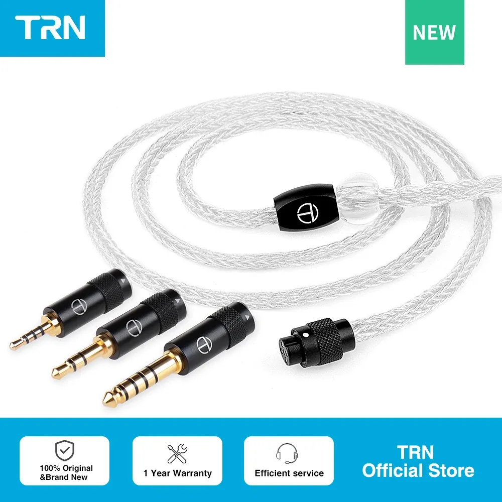 Accessoires Trn T6 Pro 16 Core Silver plaqué OCC Copper Litz Litz avec un câble d'écouteurs amélioré du connecteur 2pin pour KZ Zsx Zax Trn Vx VX Pro