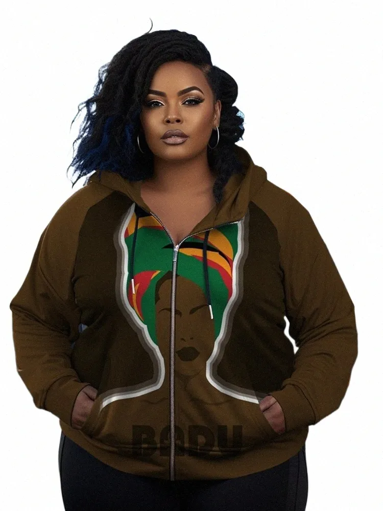 Overbobo Plus Size Sweatshirts Femmes Grande Taille Vêtements Lg Manches Imprimer Lâche Femmes L-9XL Haut À Capuche Pull Plus Taille N9Mo #