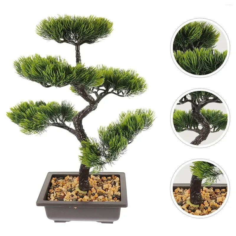 Flores decorativas simuladas acolhedoras pinho vasos ornamentos mesa planta falso bonsai árvores plantas vaso de flores artificial realista abs pequeno