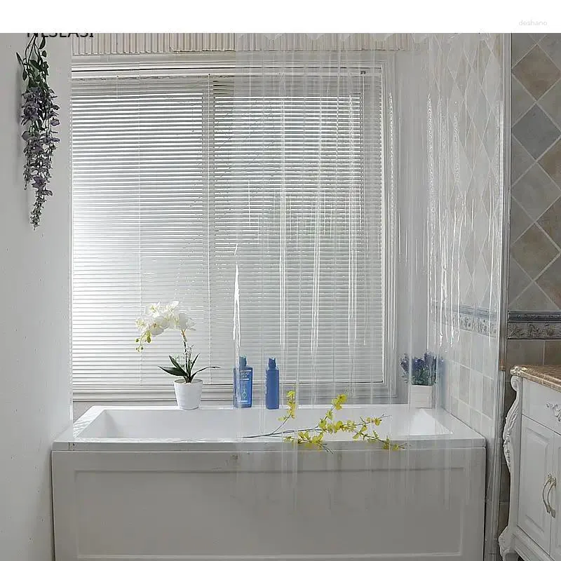 Duschgardiner 1 st transparent vattentät peva bad med krokar klara hembadrumstillbehör gardin