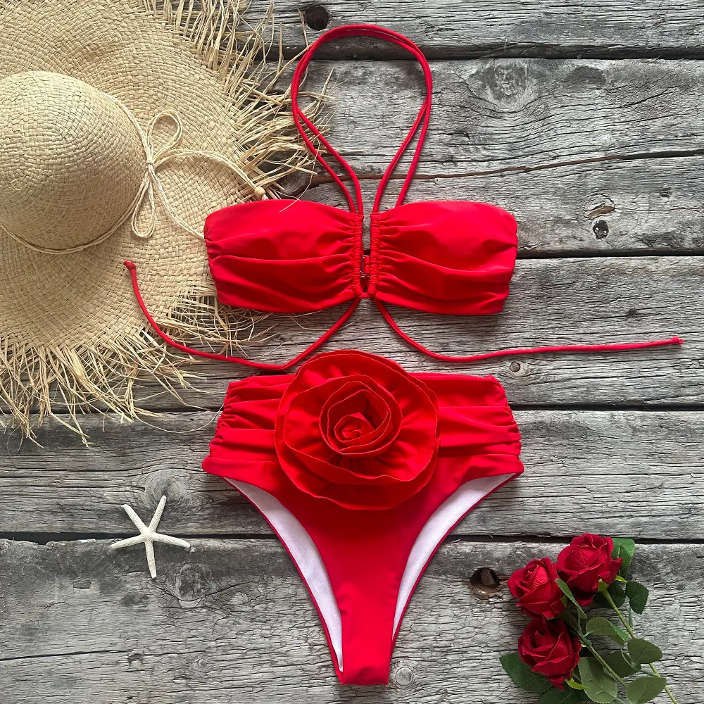 [SALTY FLOWER]★[SET] POLYP RIBBON BALLOON BIKINI SET POLYP RIBBON BALLOON BIKINI SET RED - SALTY FLOWER