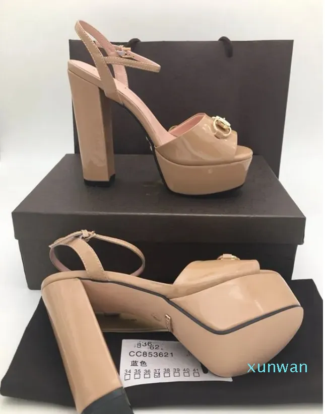 Sandali di lusso firmati décolleté da donna sandali con tacco alto con plateau scarpe con tacco a spillo in vera pelle 7 colori taglia 35-42 con scatola Tacco grosso Double G Horsebit