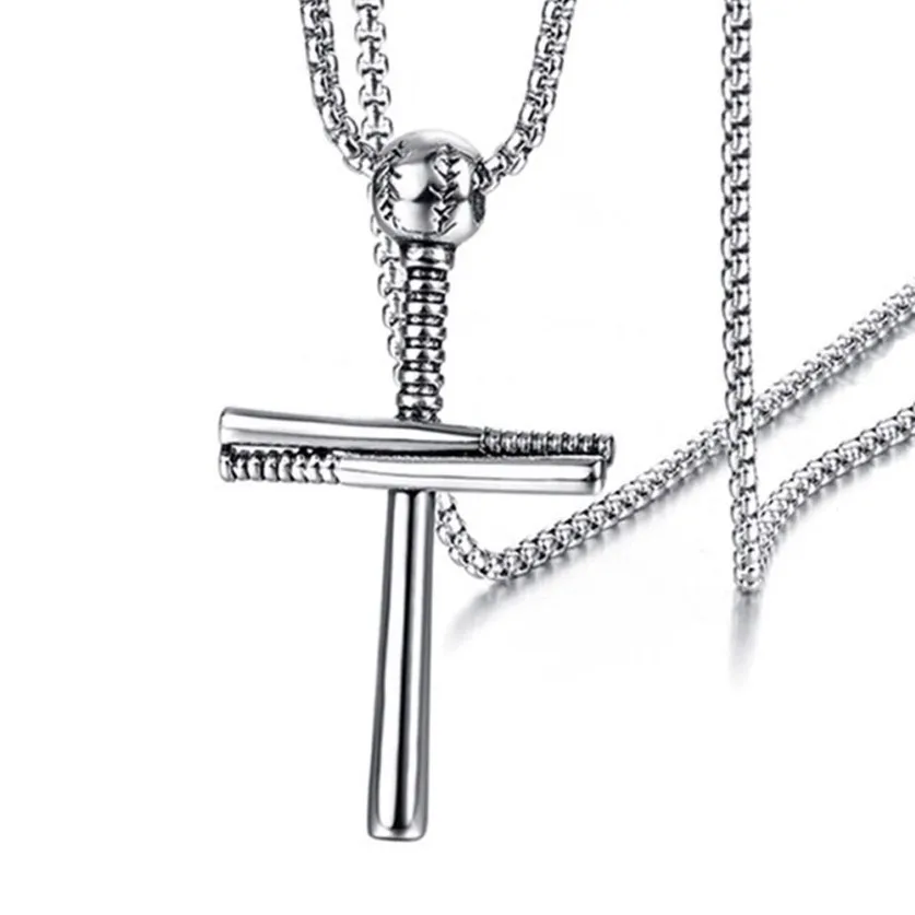 12 pièces collier pendentif croix de baseball en plein air européen et américain personnalité de la mode accessoires pour hommes 3color244e