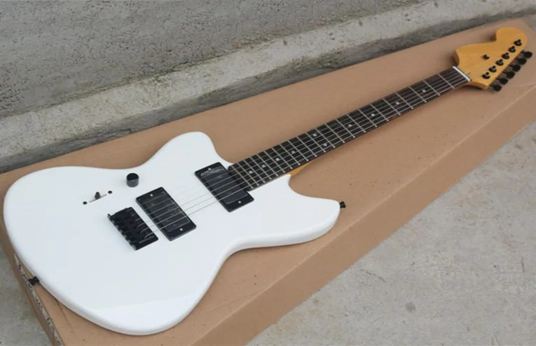 المصنع الكامل الأبيض يسلم الجيتار jim electric مع EMG pickupsrosewood fingorboardblablack hardwareoffering s8108215
