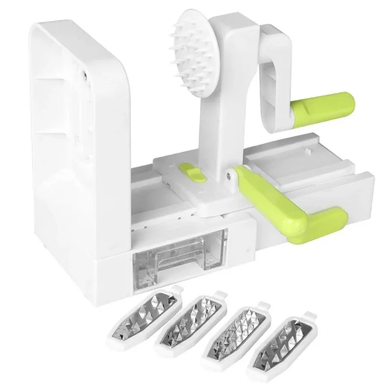 Durable Stainless Steel Blades Spiralizer Vegetable Slicer Catch Store Container Pelador De Frutas Y Verduras