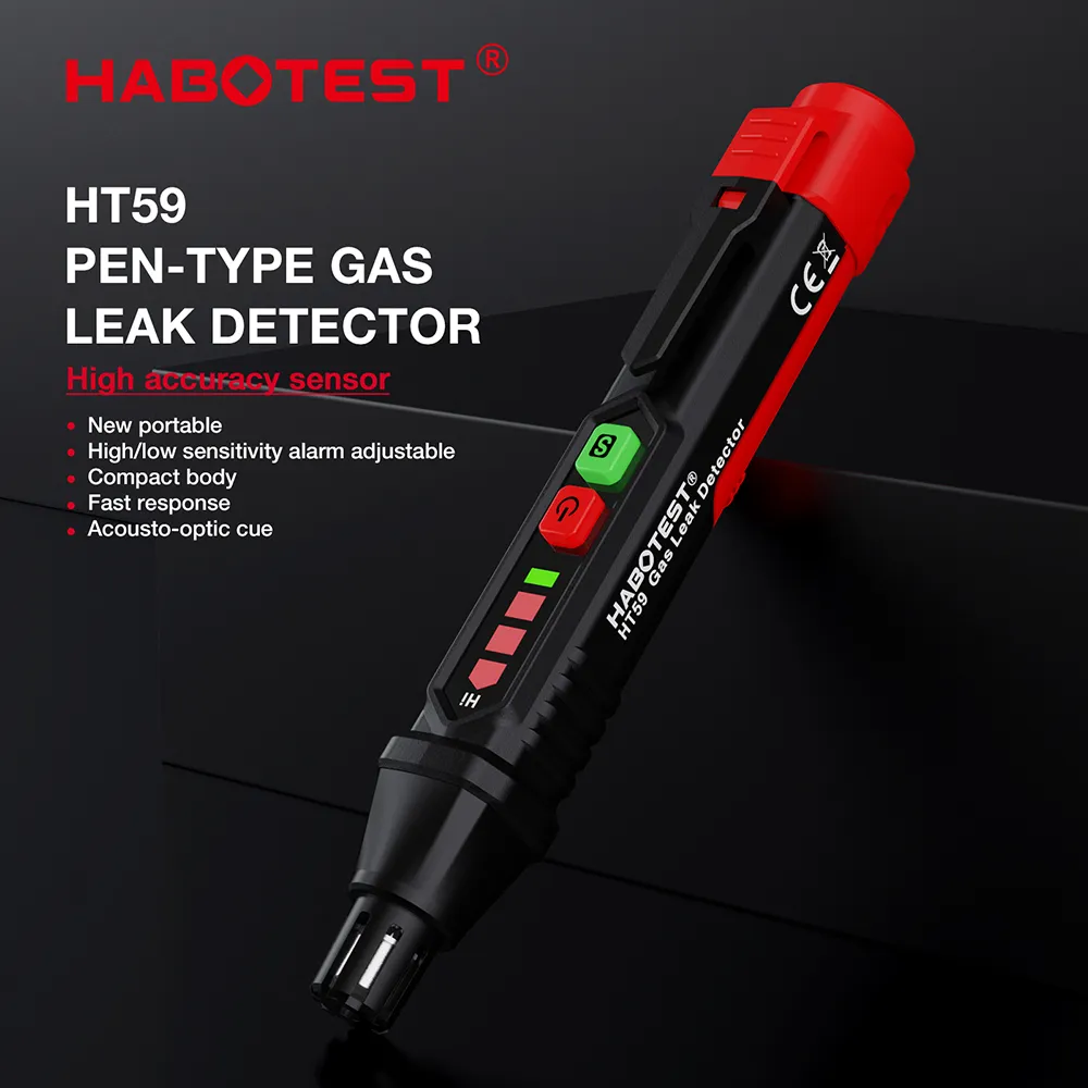 HT59 brännbar gasläckedetektor Naturgaser Testare Audibelt visuellt larm naturlig metan propan testare gasanalysator penna