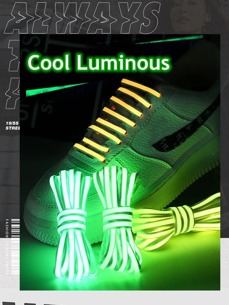 Shoes With LED Lights Fluorescent Shoe Laces For Nighttime Safety ...