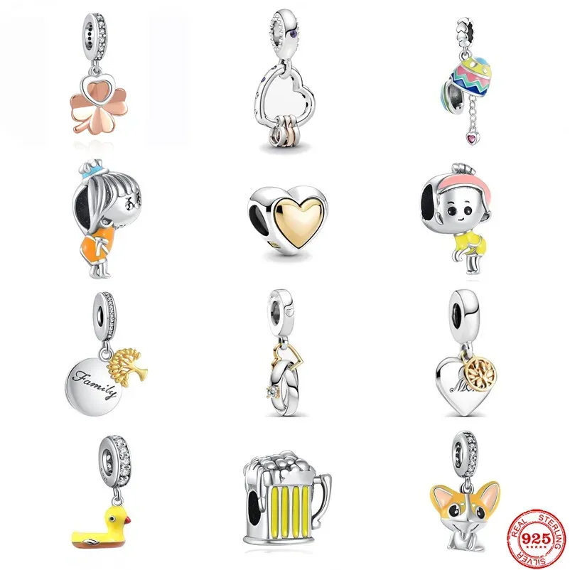 Charms 925 STERLING Gümüş Sehşete Takma Kadın Boncuklar Yüksek Kaliteli Takı Hediye Toptan Aile Paskalya Yumurta ve Motosiklet Boncuk Fit Pandor