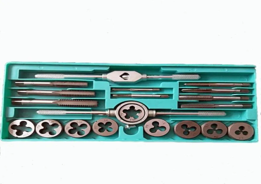 20pcsSet Alloy Steel Taps and Dies Set M3M12 SCREW THREAM TAP WRENCH Die Wrench Manual Metric Tapping Tool Kit Set9551298