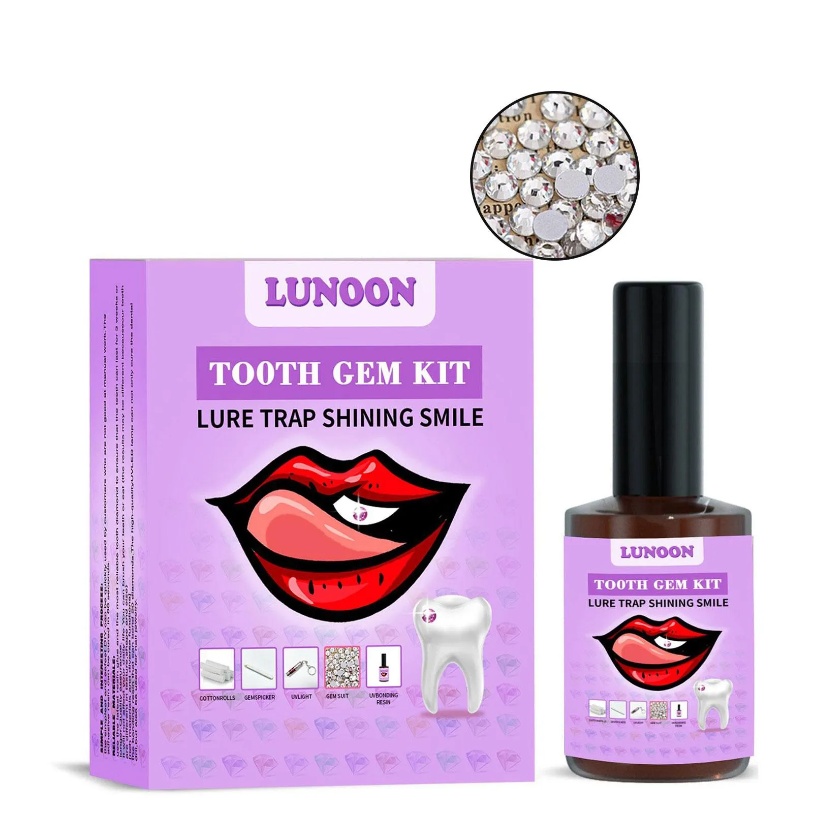 Tooth Jewelry Kit DIY Teeth Gems Kit With Glues And Light Firm Reliable