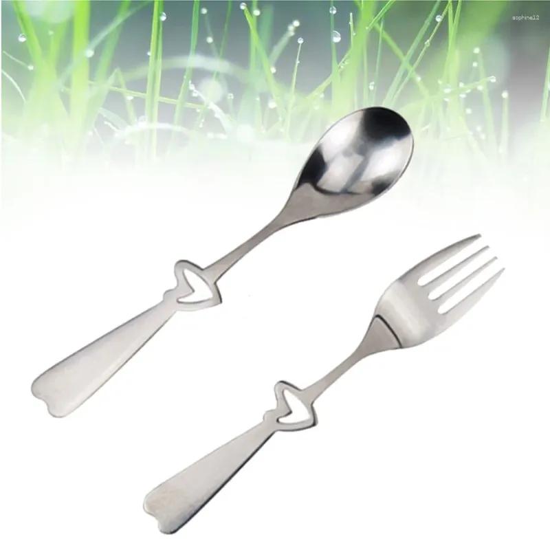 Dinnerware Sets 2 Silverware Set Flatware Heart Spoon Forks Stainless Steel Cutlery Tableware Eating Utensils Gifts For Family Or D