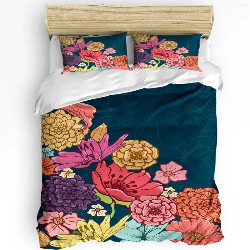 Yatak takımları sanatsal çiçekler seti 3pcs kız kızlar nevresim yastık kılıfı çocuklar yetişkin yorgan çift kişilik yatak ev tekstil