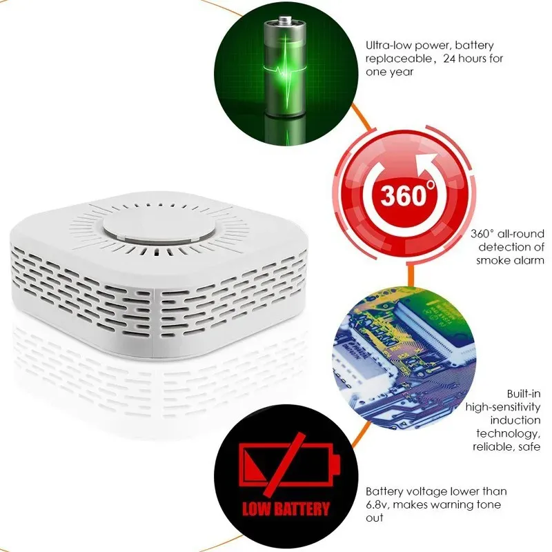 ANPWOO 433MHz draadloze rookmelder Brandbeveiliging Alarmbescherming Slimme sensor voor domotica Werkt met RF-brug