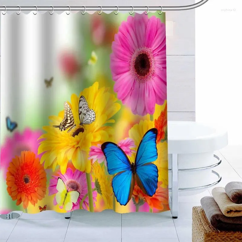 Shower Curtains ShunQian Custom Butterfly Curtain Polyester Fabric Bath Screens For Bathroom 3D Waterproof Hook