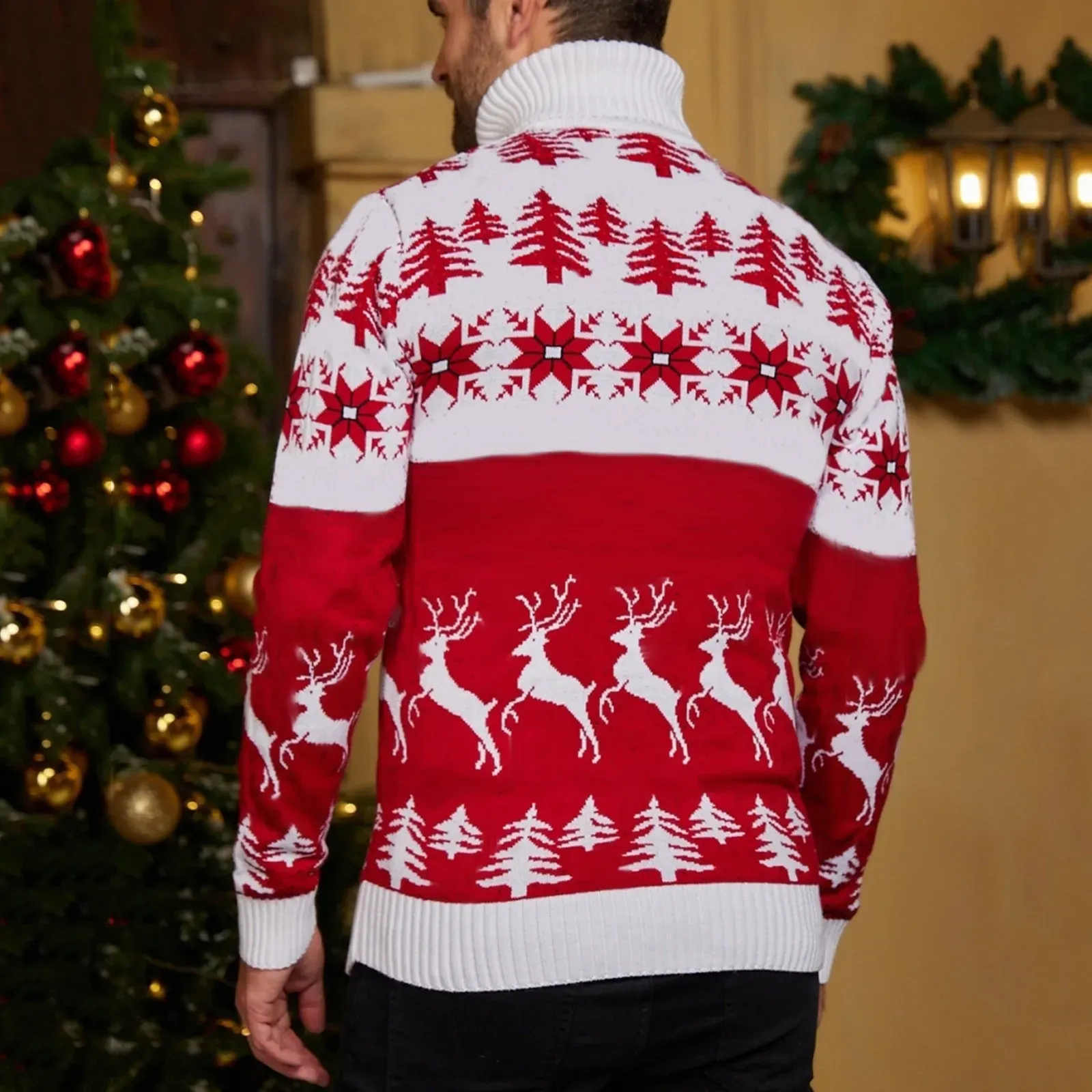 Xmas Tree Elk Print Mens Turtleneck Mens Christmas Sweater Casual Knitted Pullover For Autumn And Winter From Ddmydesign 56.15 DHgate.Com