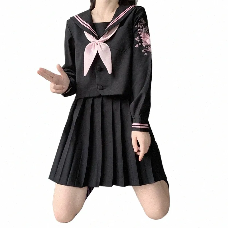 bad Girls Club JK Skirt and Top Set Japanese Student School Uniform Embroidery Basic Pleated Skirts Womens Lg Medium Short XXL s02E#