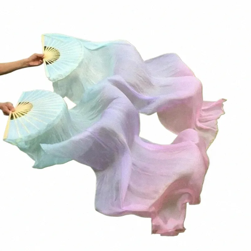 Высококачественный шелковый веер для танцев 100% натуральный шелк для танца живота Реквизит для выступлений на сцене Вентиляторы окрашенные вручную несколько цветов шелковая вуаль 31Fm #